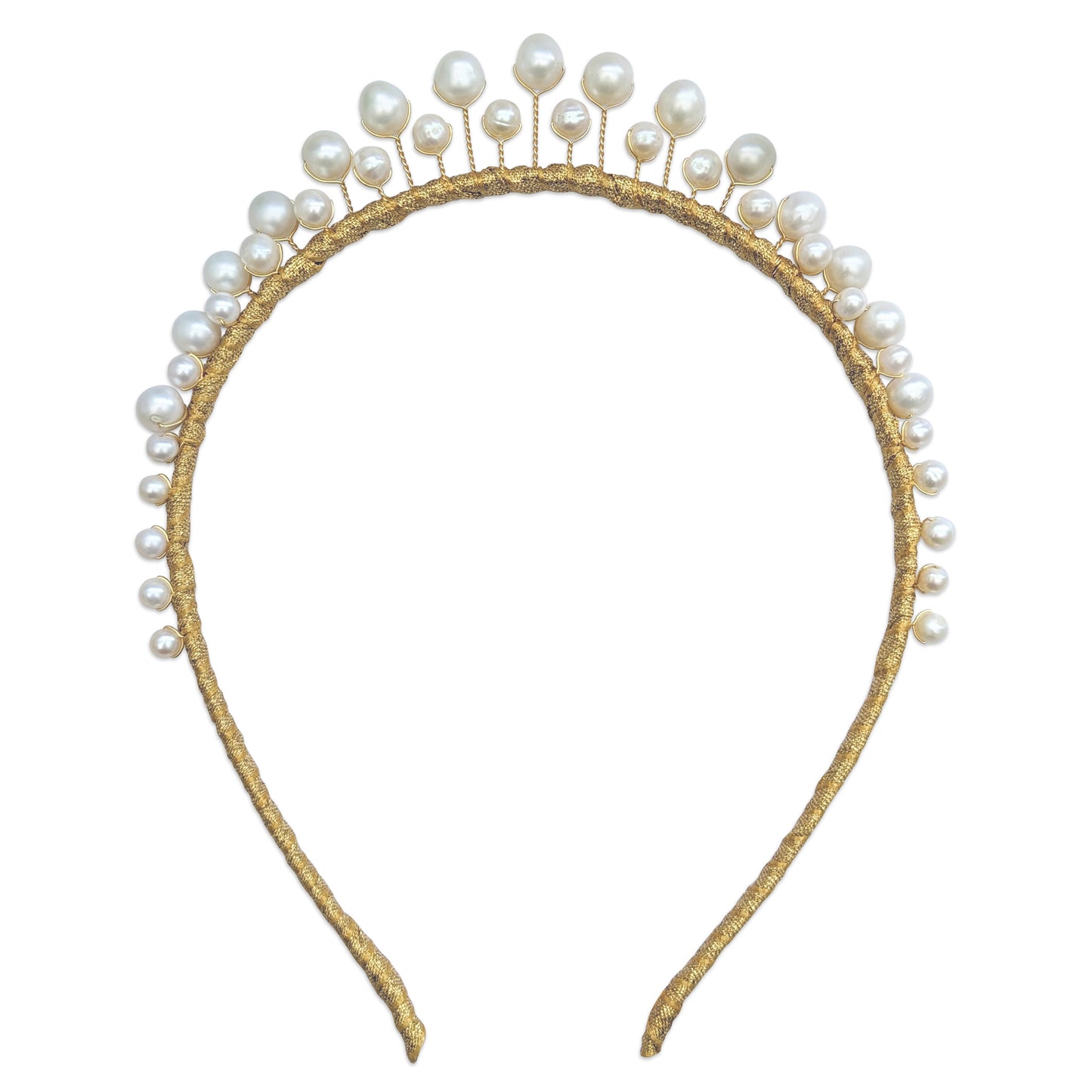 Statement freshwater pearl headband for brides designed & handmade by Susie Warner.