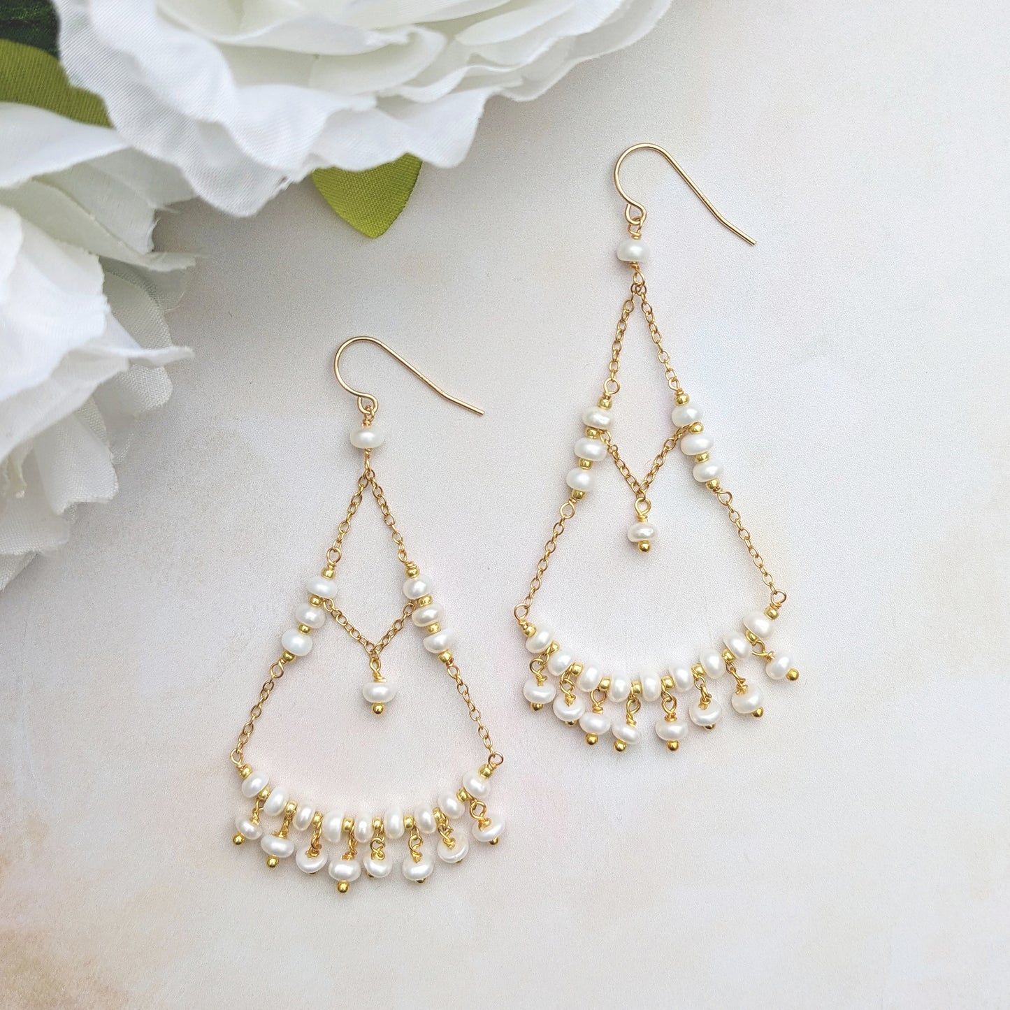 Statement bridal earrings designed & handmade by Susie Warner.