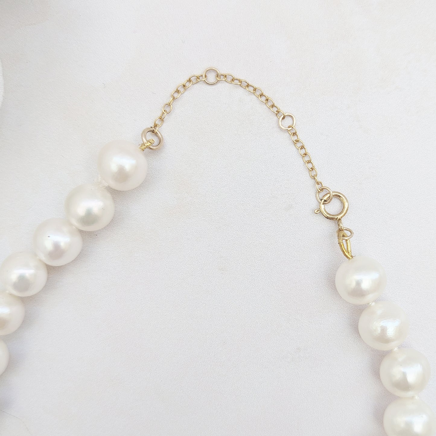 Adjustable baroque pearl necklace for brides designed & handmade by Susie Warner.