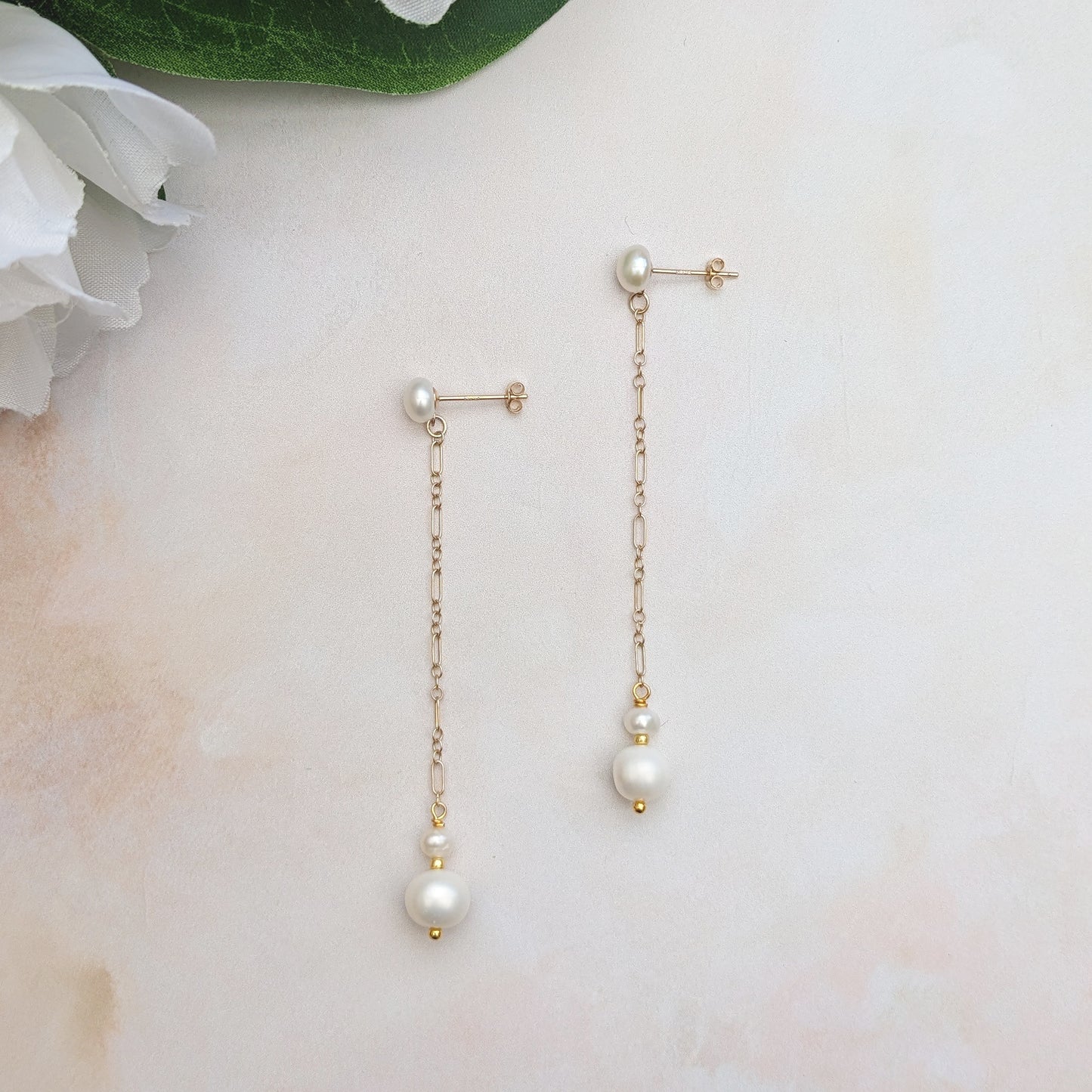 Pearl wedding earrings for brides designed & handmade by Susie Warner.