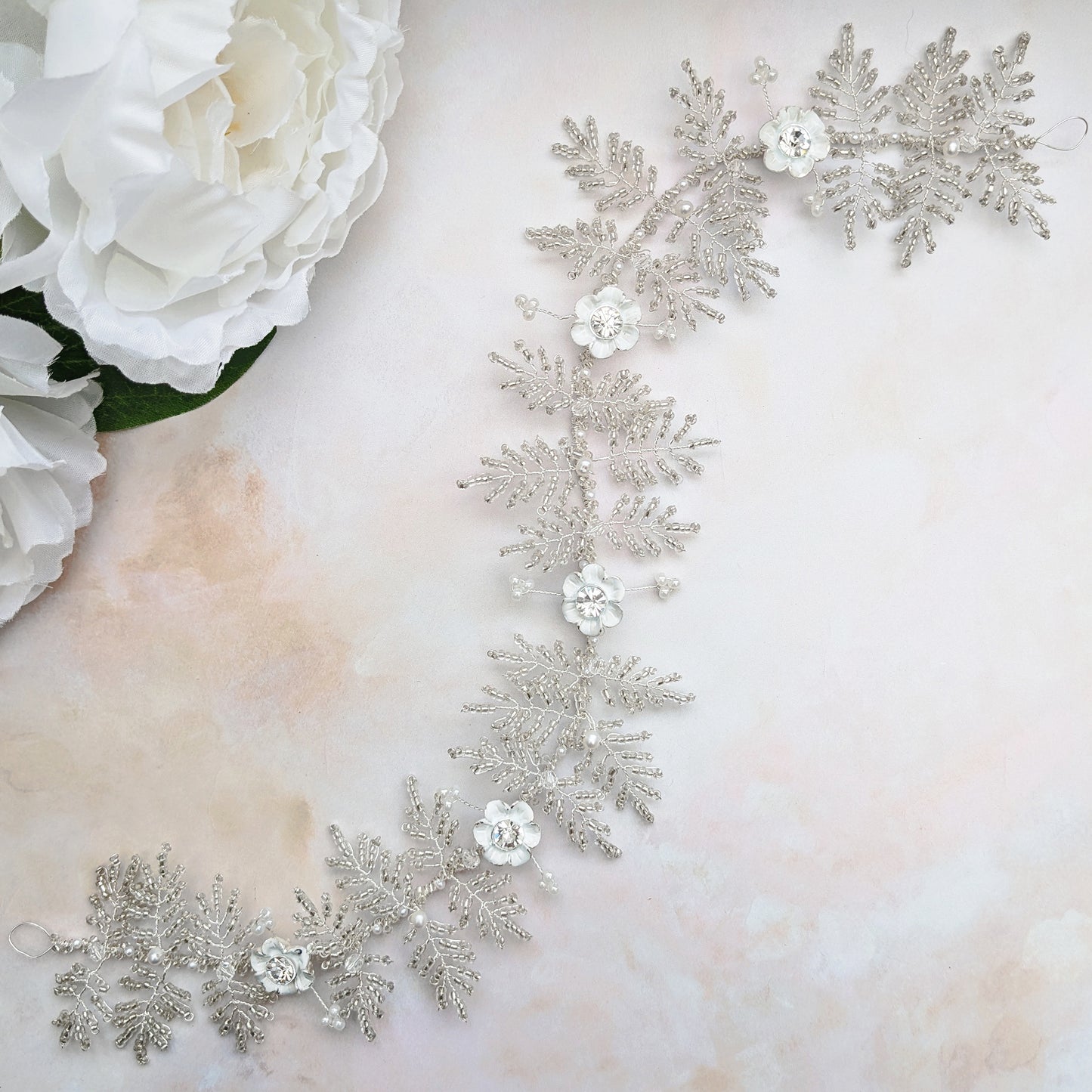Statement floral bridal hairpiece for weddings designed & handmade by Susie Warner.