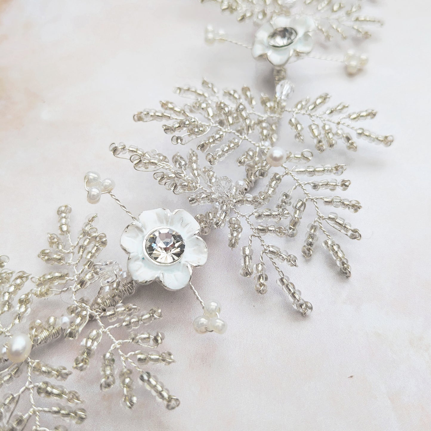 Statement Floral wedding hairpiece for modern brides designed & handmade by Susie Warner.