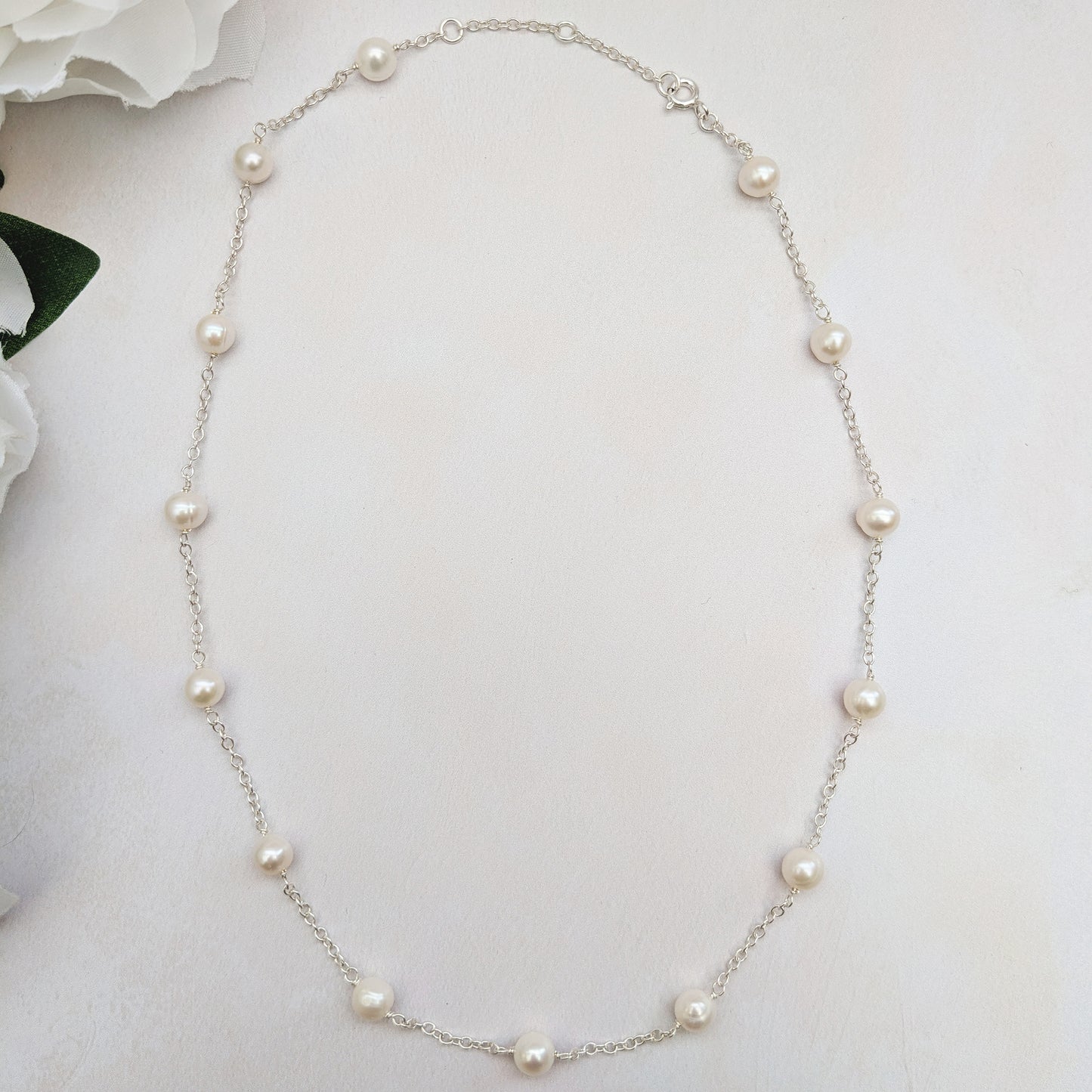 Statement pearl chain necklace for brides designed & handmade by Susie Warner.