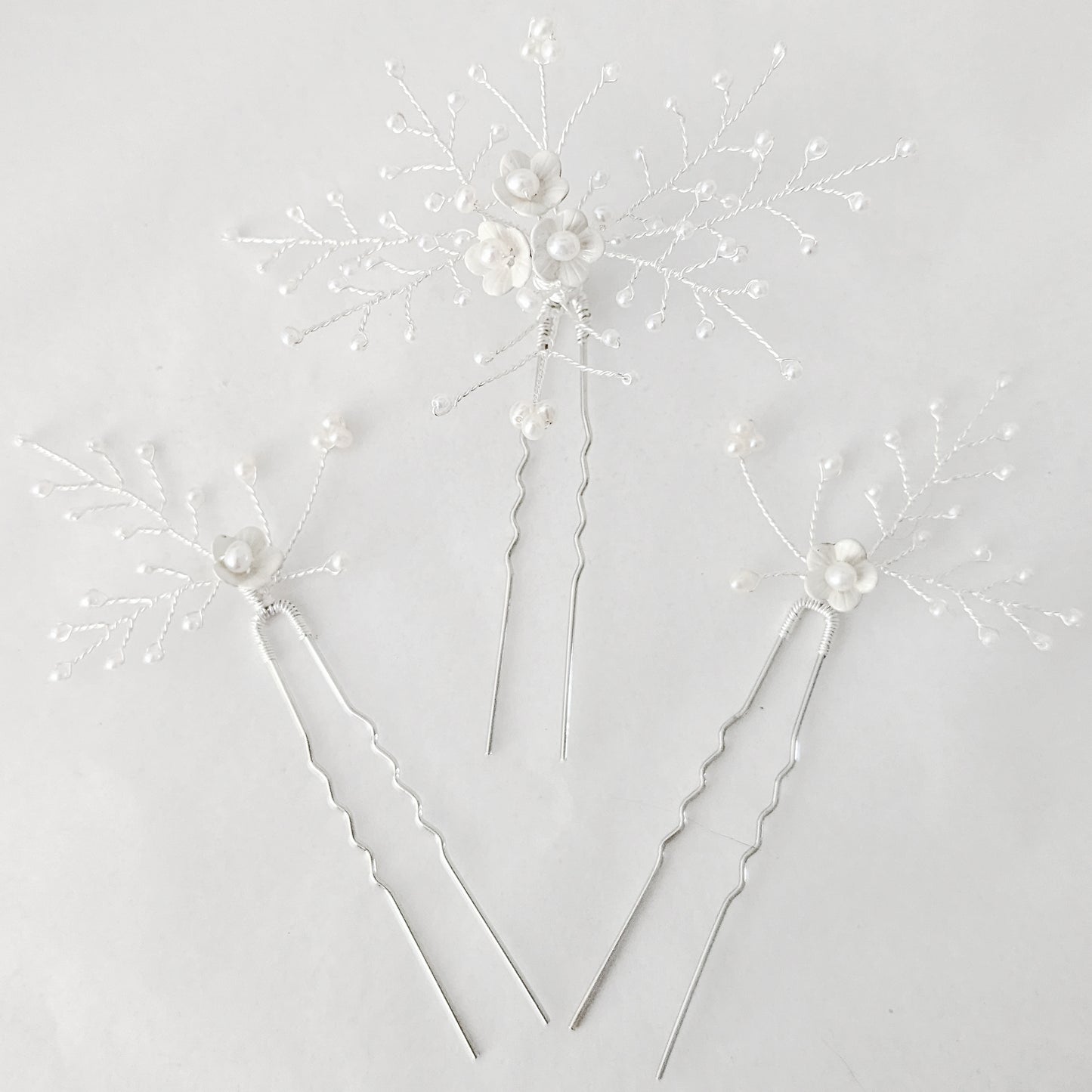 Ophelia White Flower Blossom Hair Pins