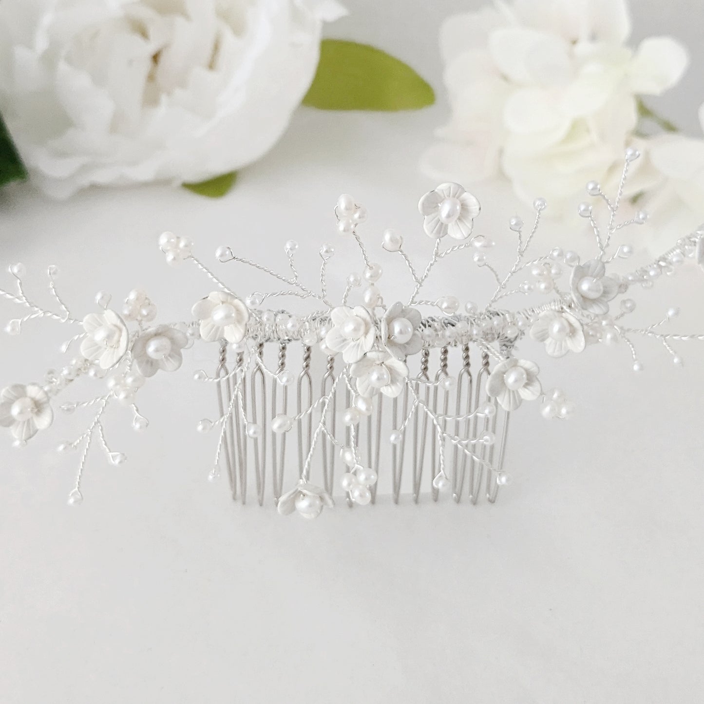 Ophelia White Flower Blossom Bridal Headpiece