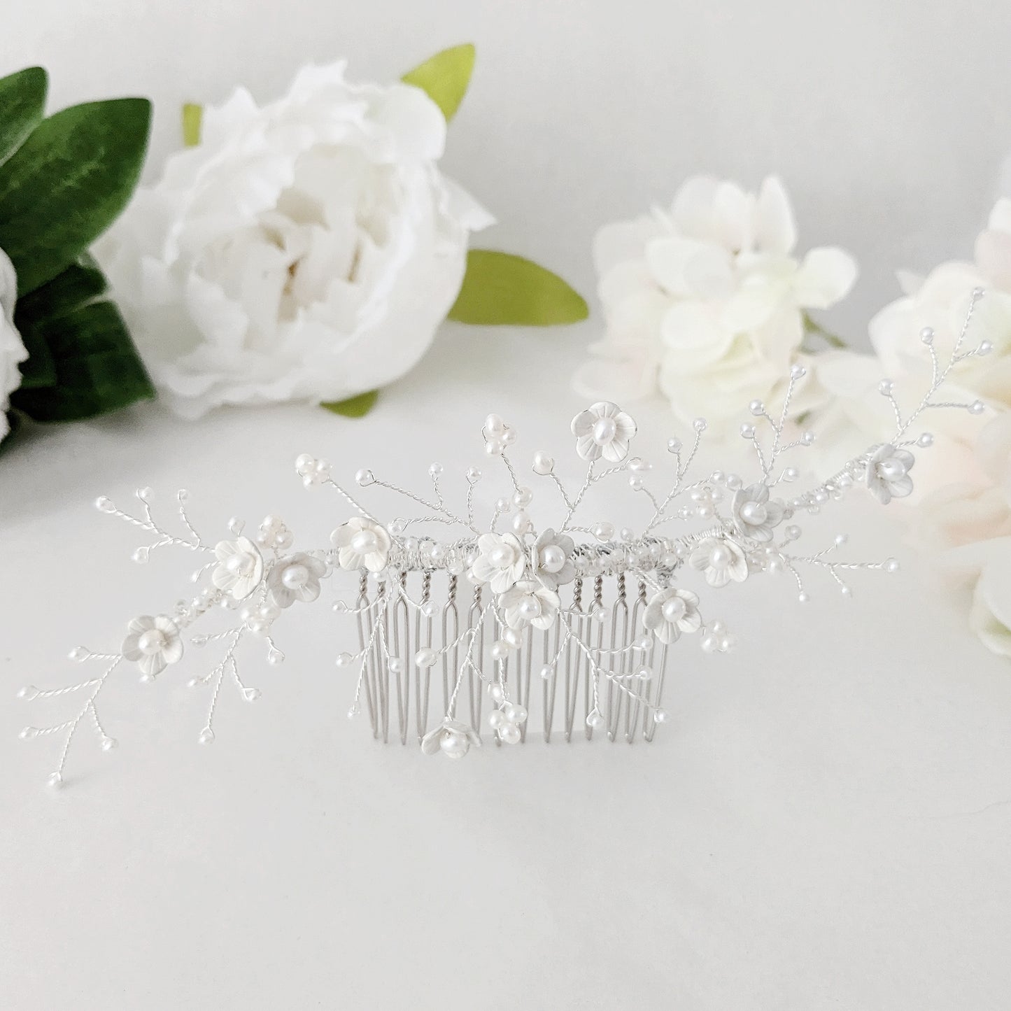 Ophelia White Flower Blossom Bridal Headpiece