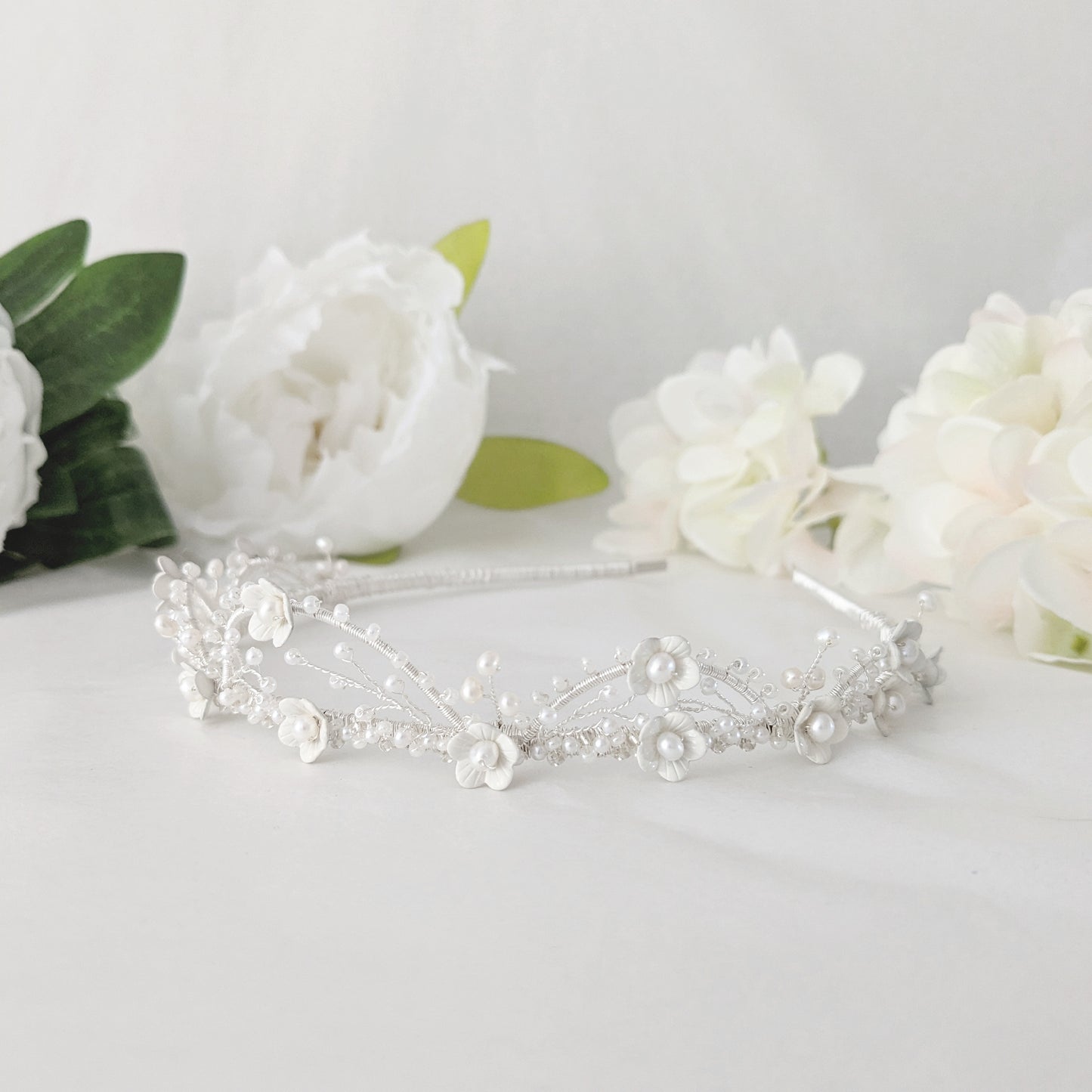 Floral tiara bridal crown for brides - Susie Warner