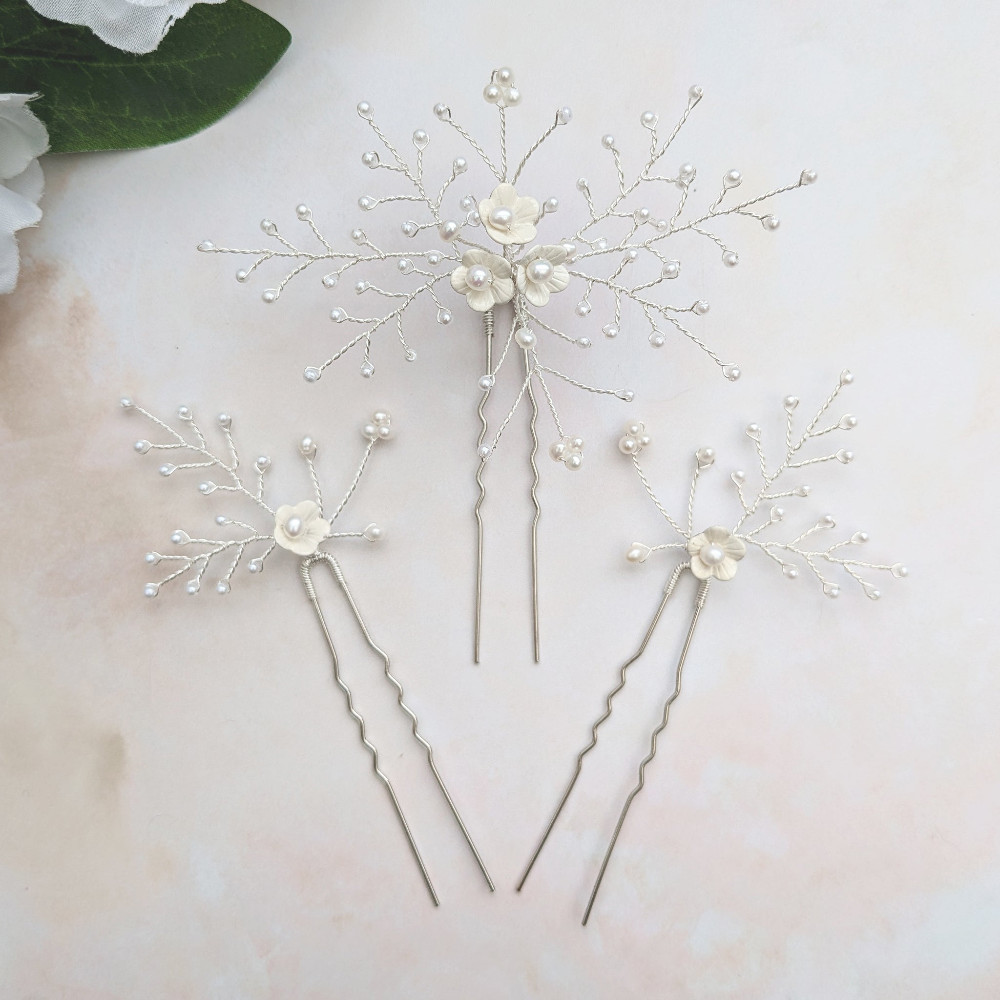 Ophelia Floral Hair Pins Susie Warner Bridal Hair Accessories