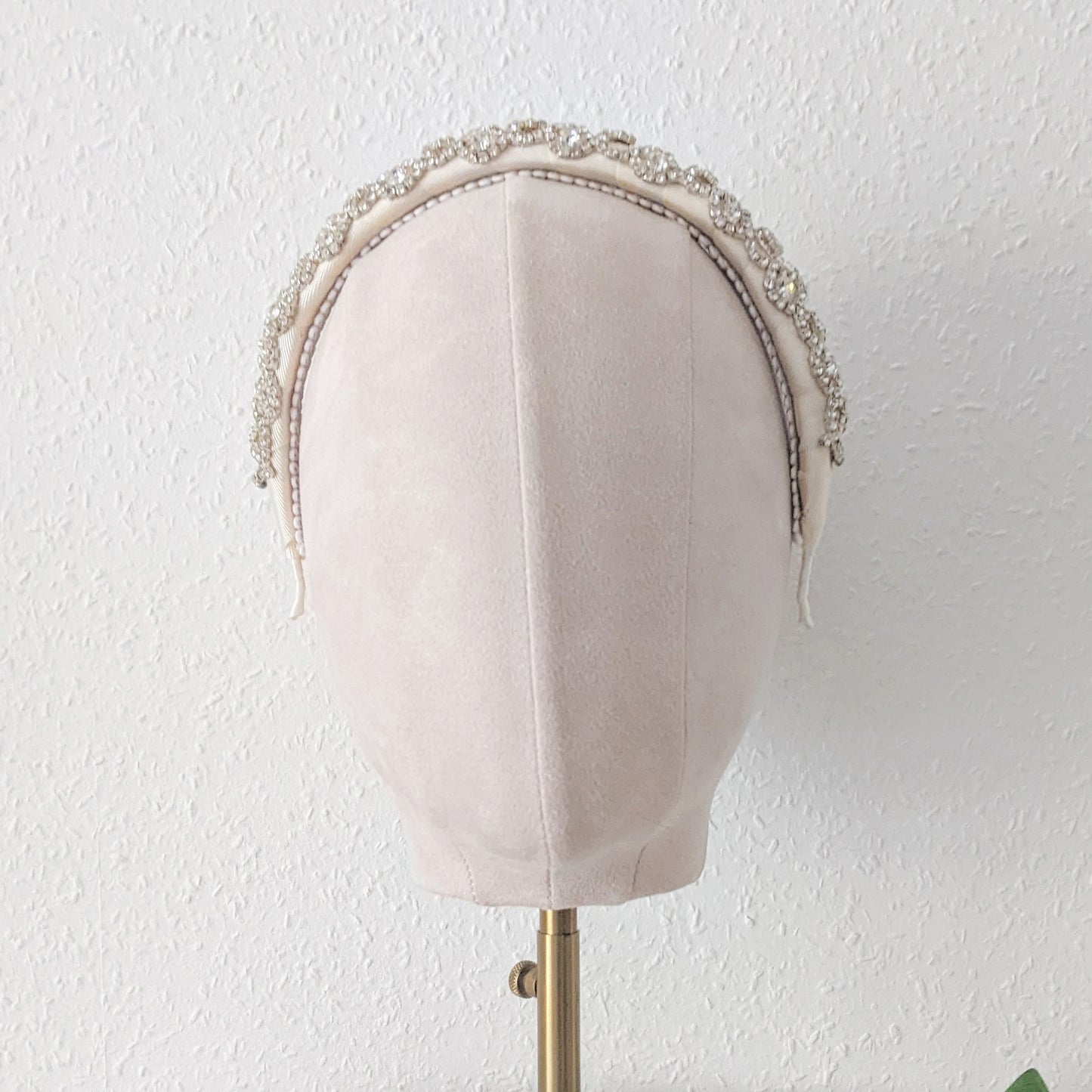 Statement modern bridal headband with crystals for weddings designed & handcrafted by susie warner.