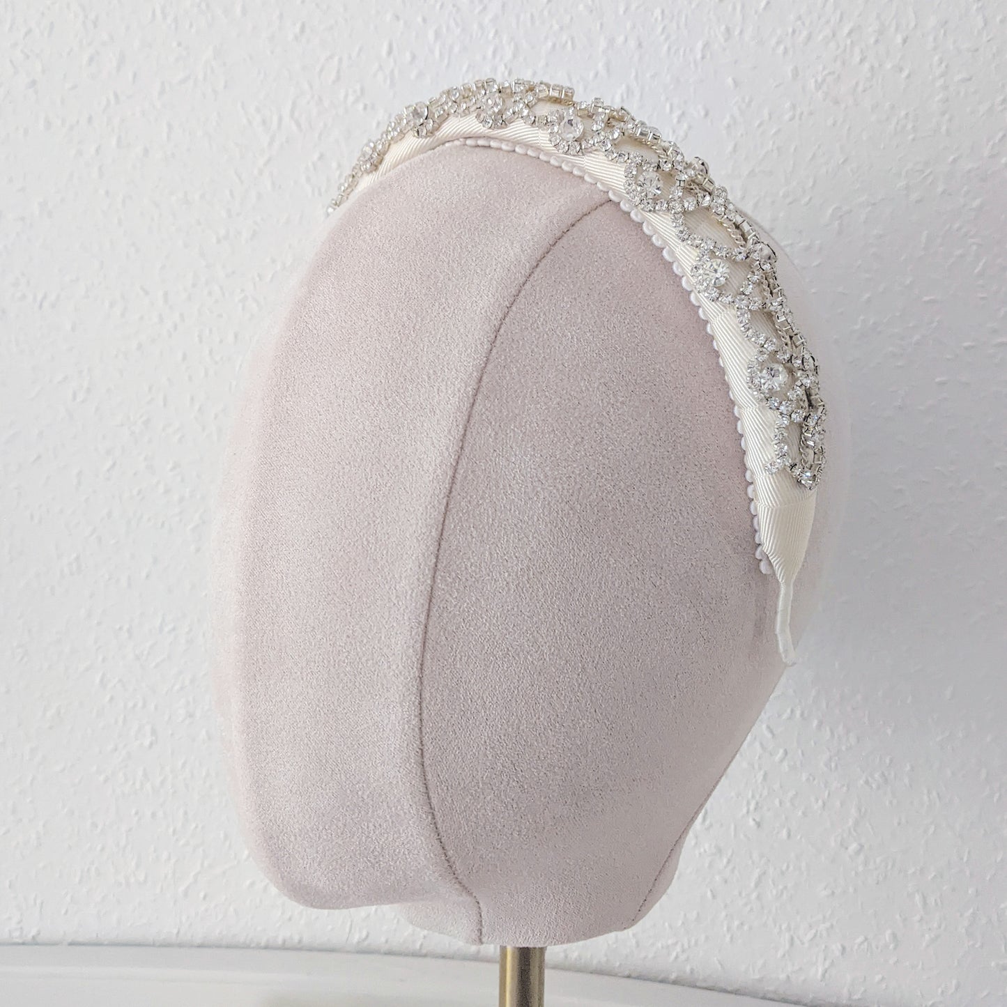 Statement vintage crystal headband for brides designed & handmade by Susie Warner.