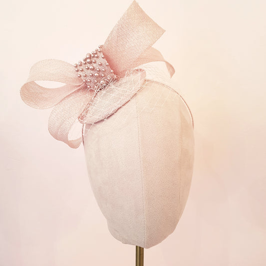 Coco Pink Pearl Bow Fascinator
