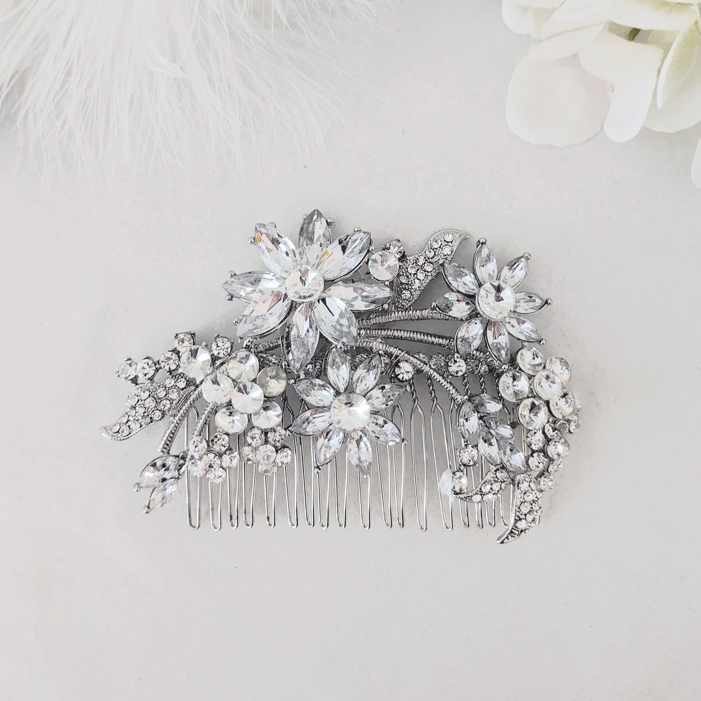 Fleur Crystal Flower Bridal Hair Comb