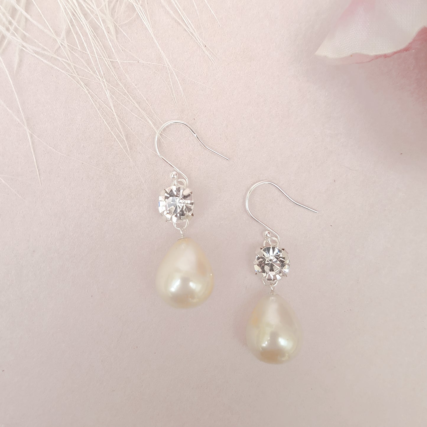 Ingenue Crystal & Pearl Teardrop Bridal Earrings