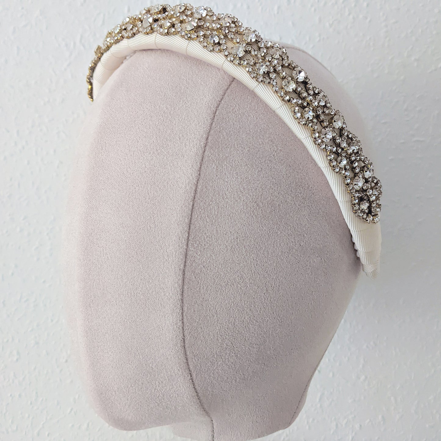 Statement vintage gold crystal headband for brides designed & handmade by susie warner.
