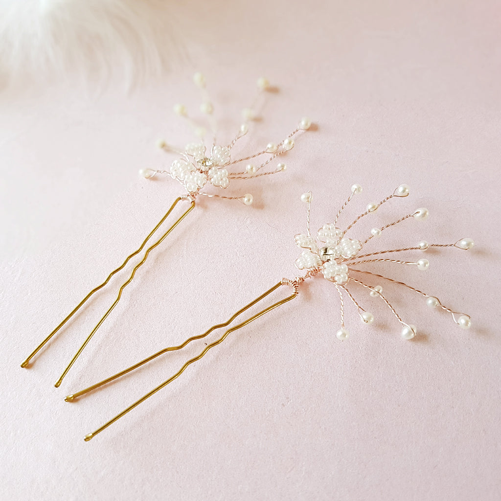 Jasmine Freshwater Pearl Cherry Blossom Hair Pins