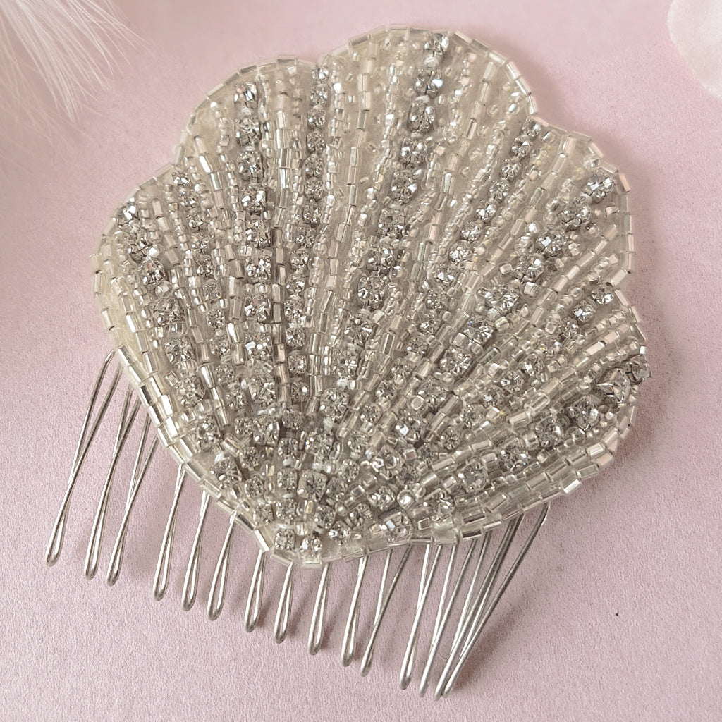 Lana Beaded Crystal Fan Bridal Hair Comb