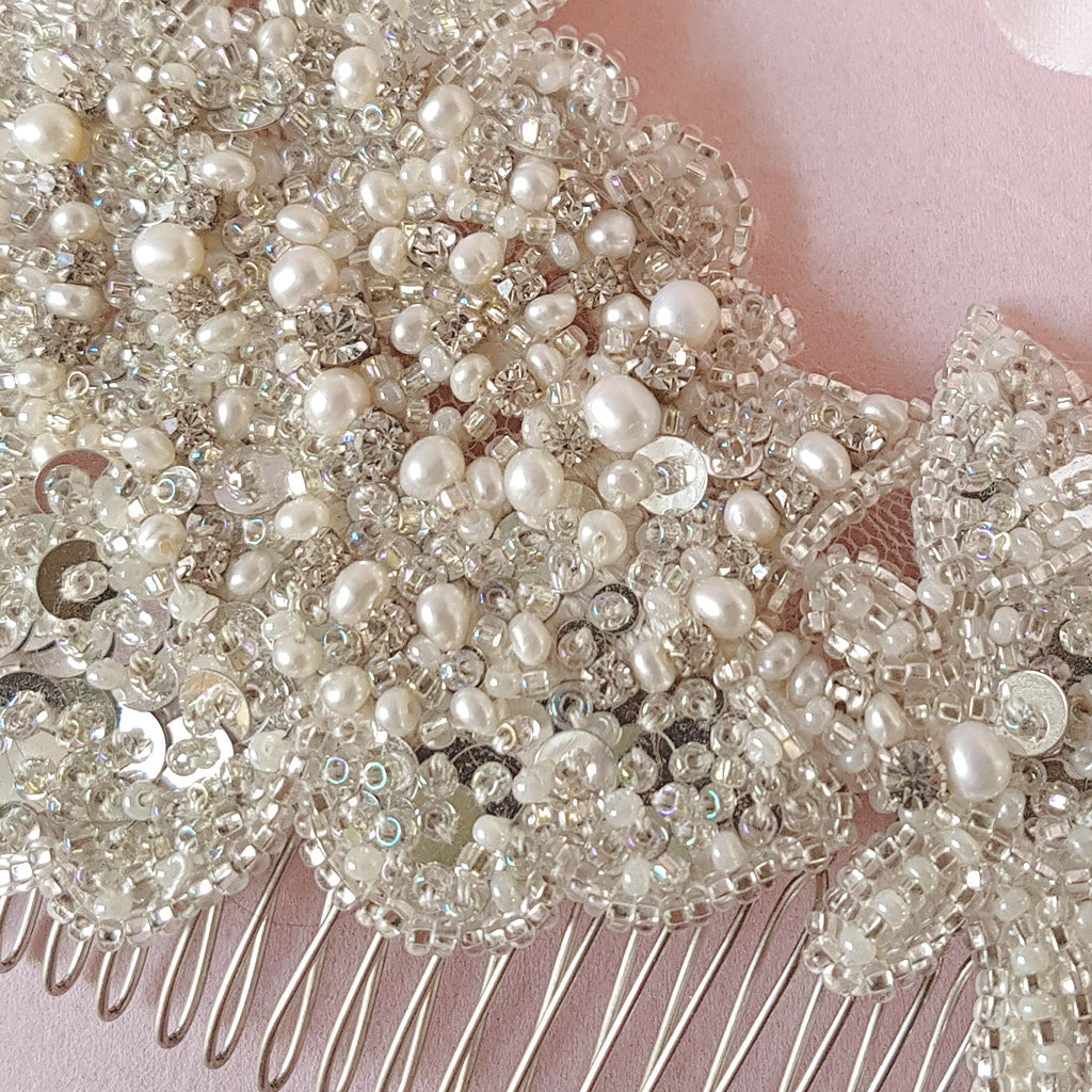 Lorelei Freshwater Pearl & Crystal Floral Bridal Hair Comb