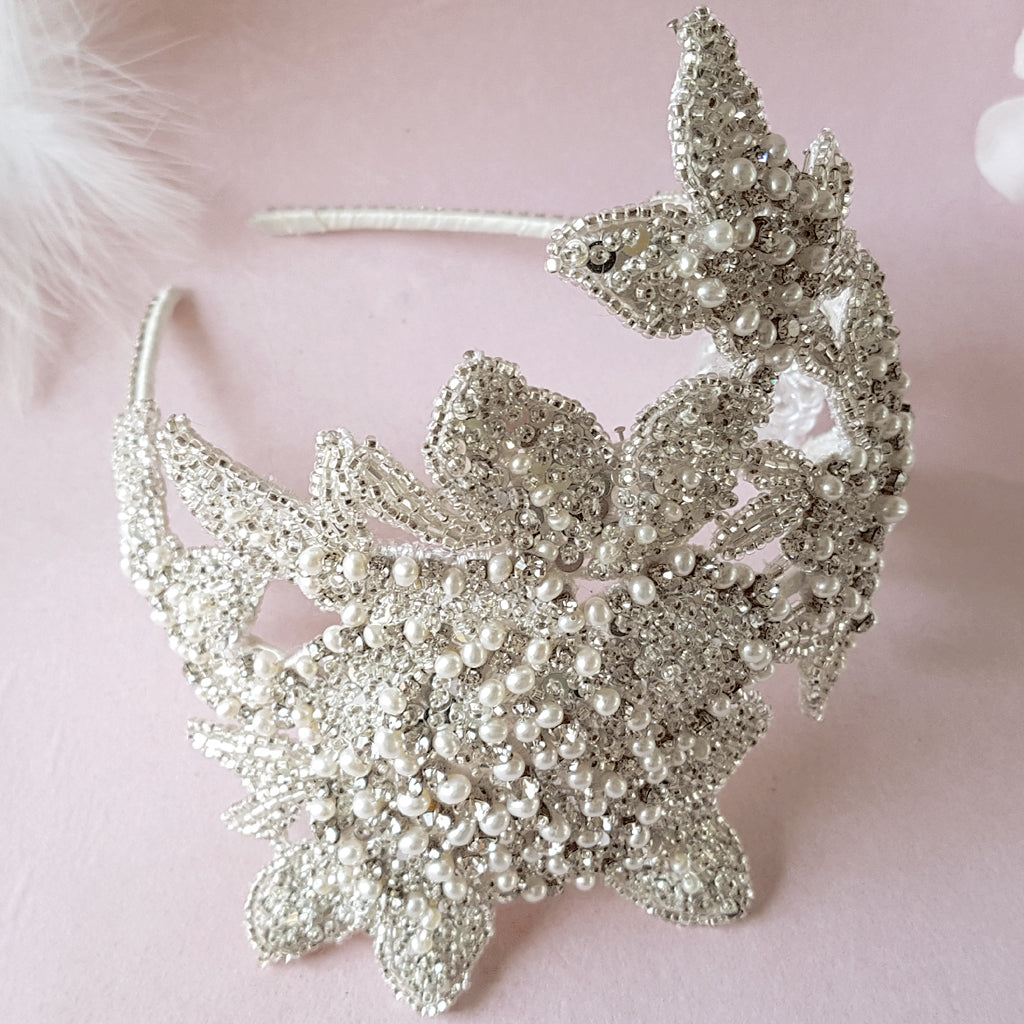 Lorelei Freshwater Pearl & Crystal Floral Bridal Headdress