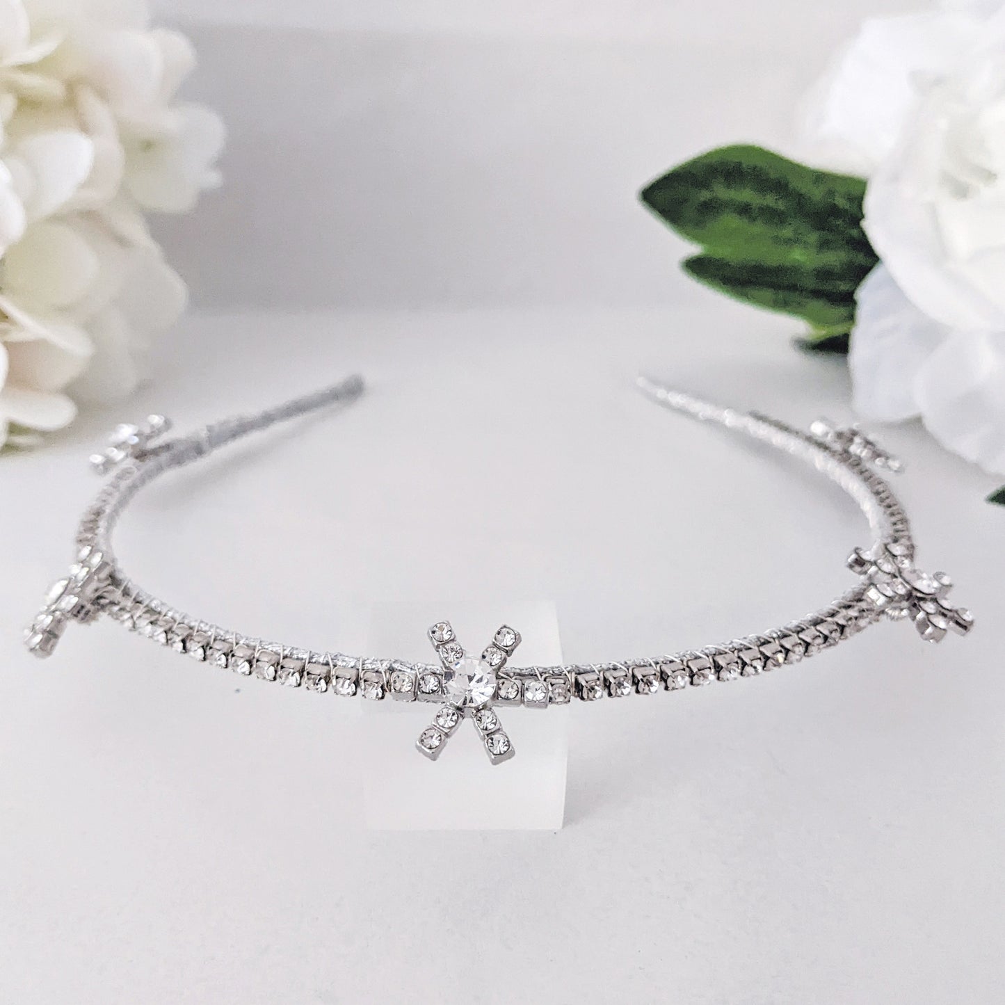 Modern celestial star bridal headband designed & handmade by Susie Warner.