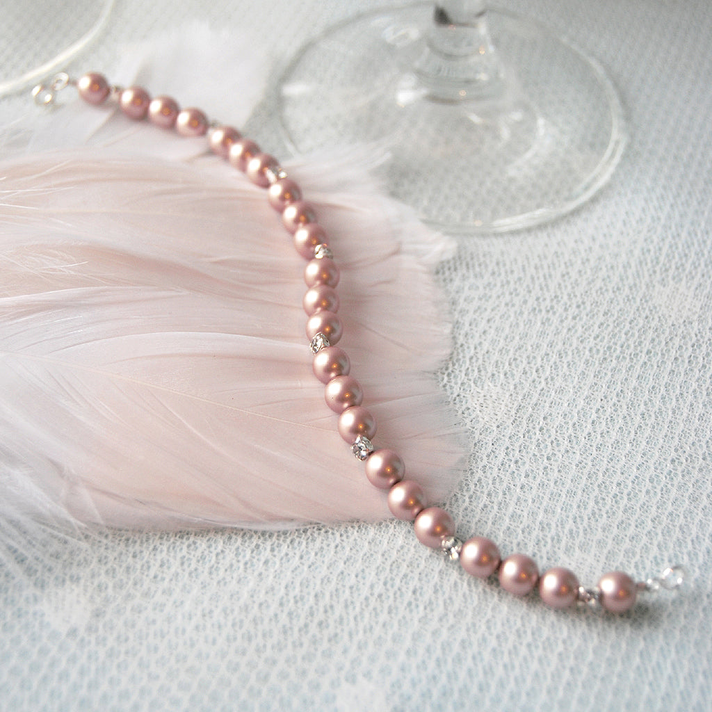 Sweetie Vintage Blush Pearl & Crystal Wedding Bracelet | Susie Warner Bridal Jewellery