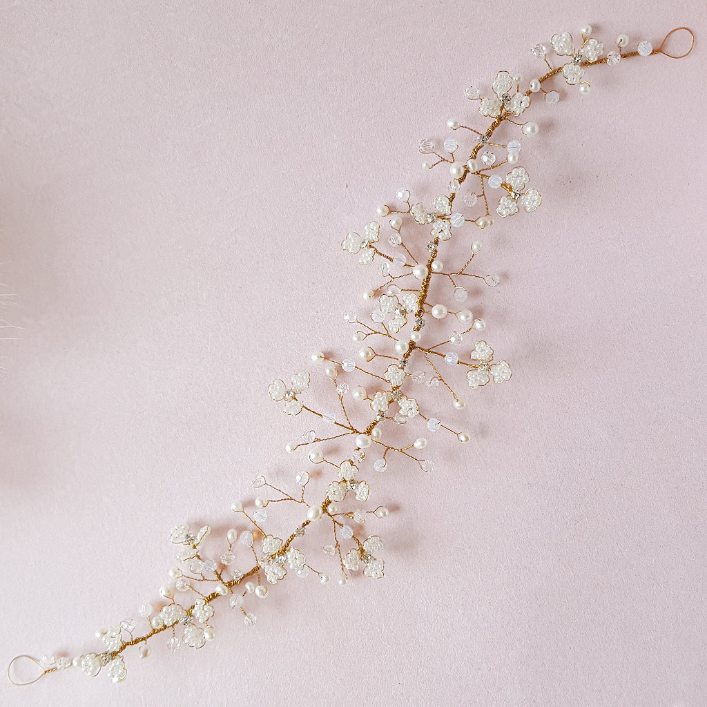 Titania Beaded Pearl Baby's Breath Hair Vine