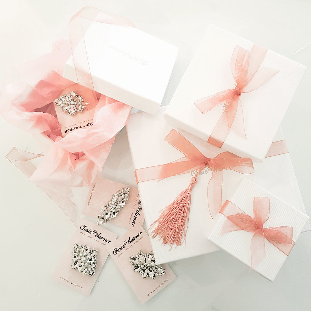 Luxury gift packaging for brides by Susie Warner.