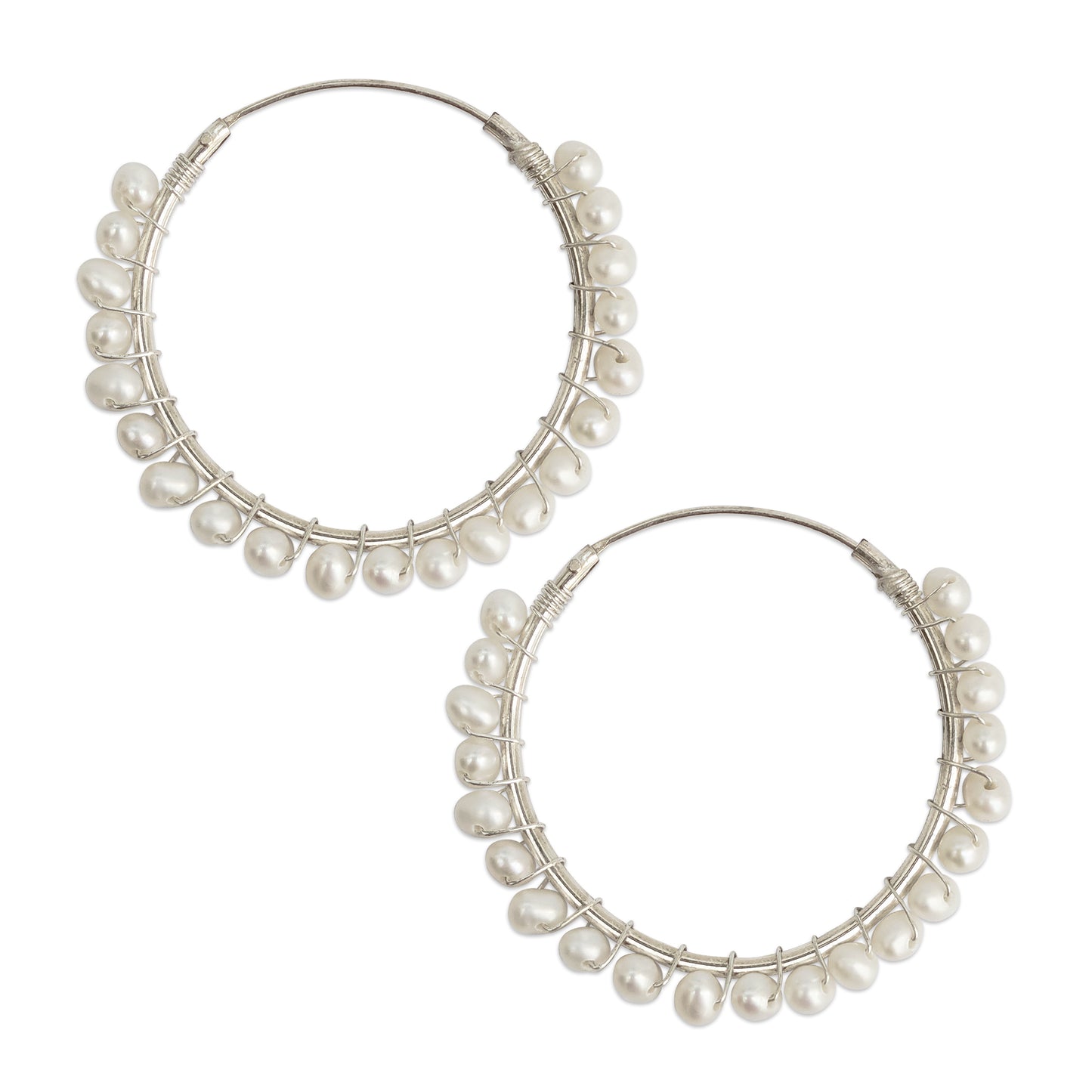 Statement pearl hoop earrings for brides designed & handmade by Susie Warner.
