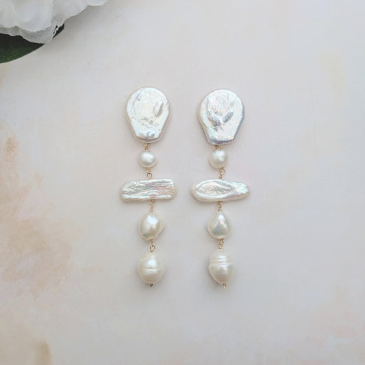 Statement pearl stud earrings for brides designed & handmade by Susie Warner.