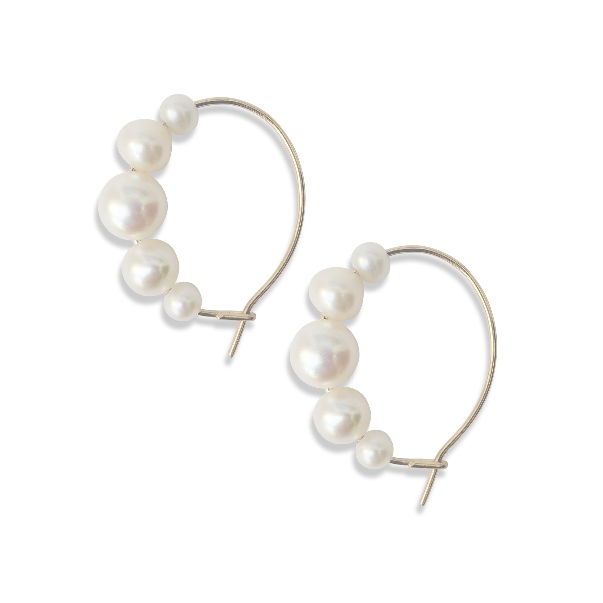 Statement graduated pearl hoop earrings designed & handmade by Susie Warner.