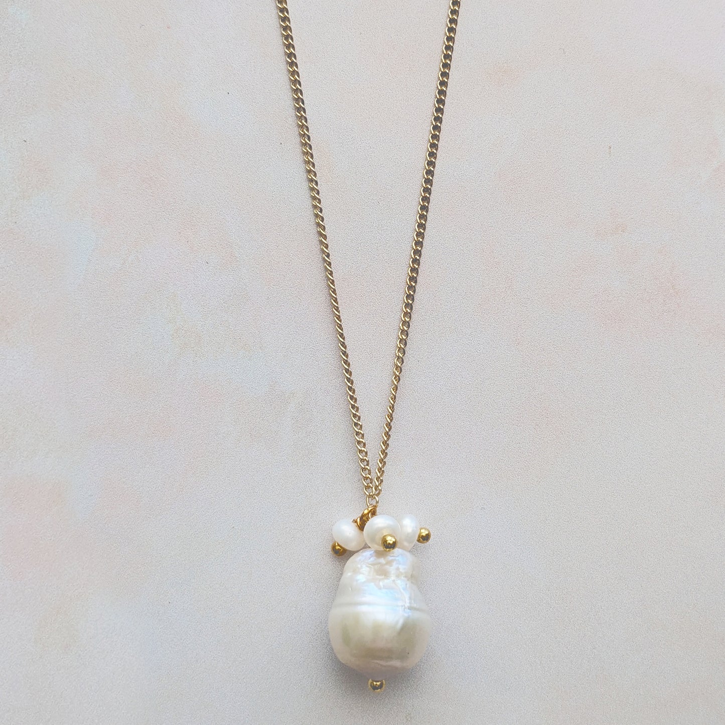 Small pearl cluster pendant necklace for brides designed & handmade by Susie Warner.