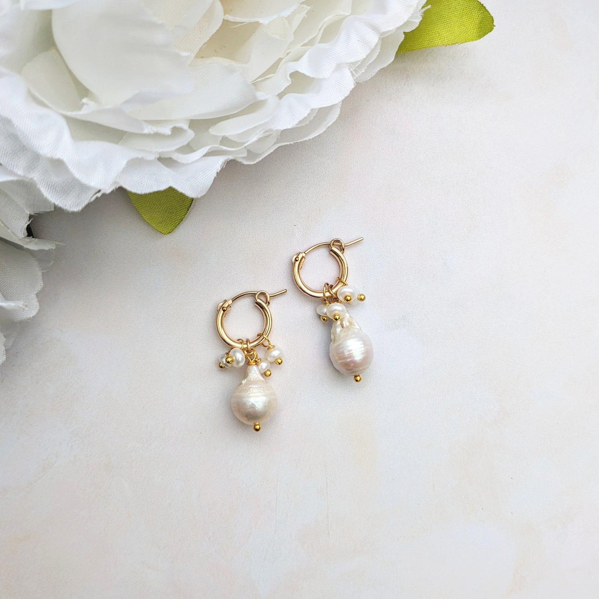 Hope Baroque Pearl Hoop Earrings Susie Warner Jewellery