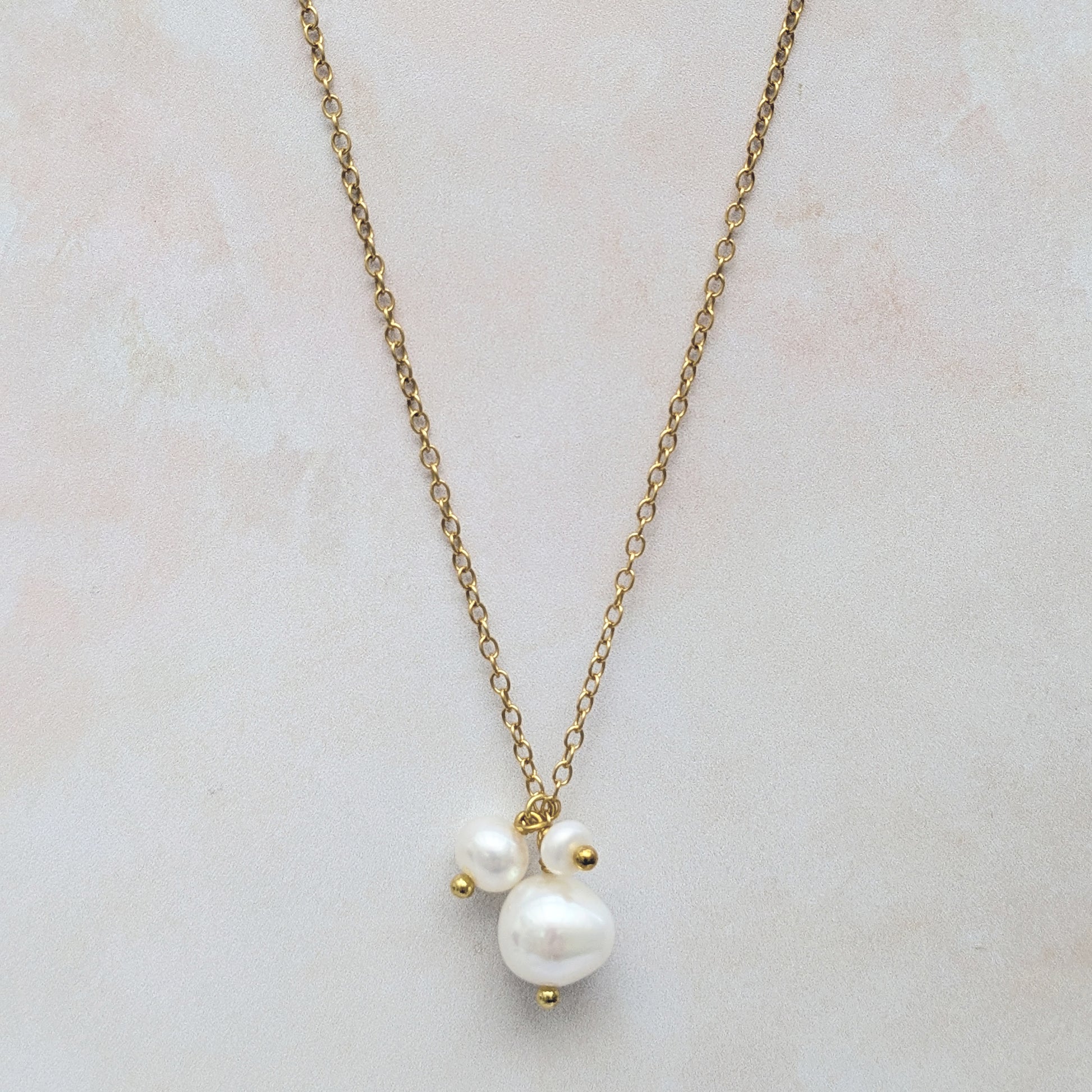 Small pearl cluster pendant necklace for brides & bridesmaids designed & handmade by Susie Warner.