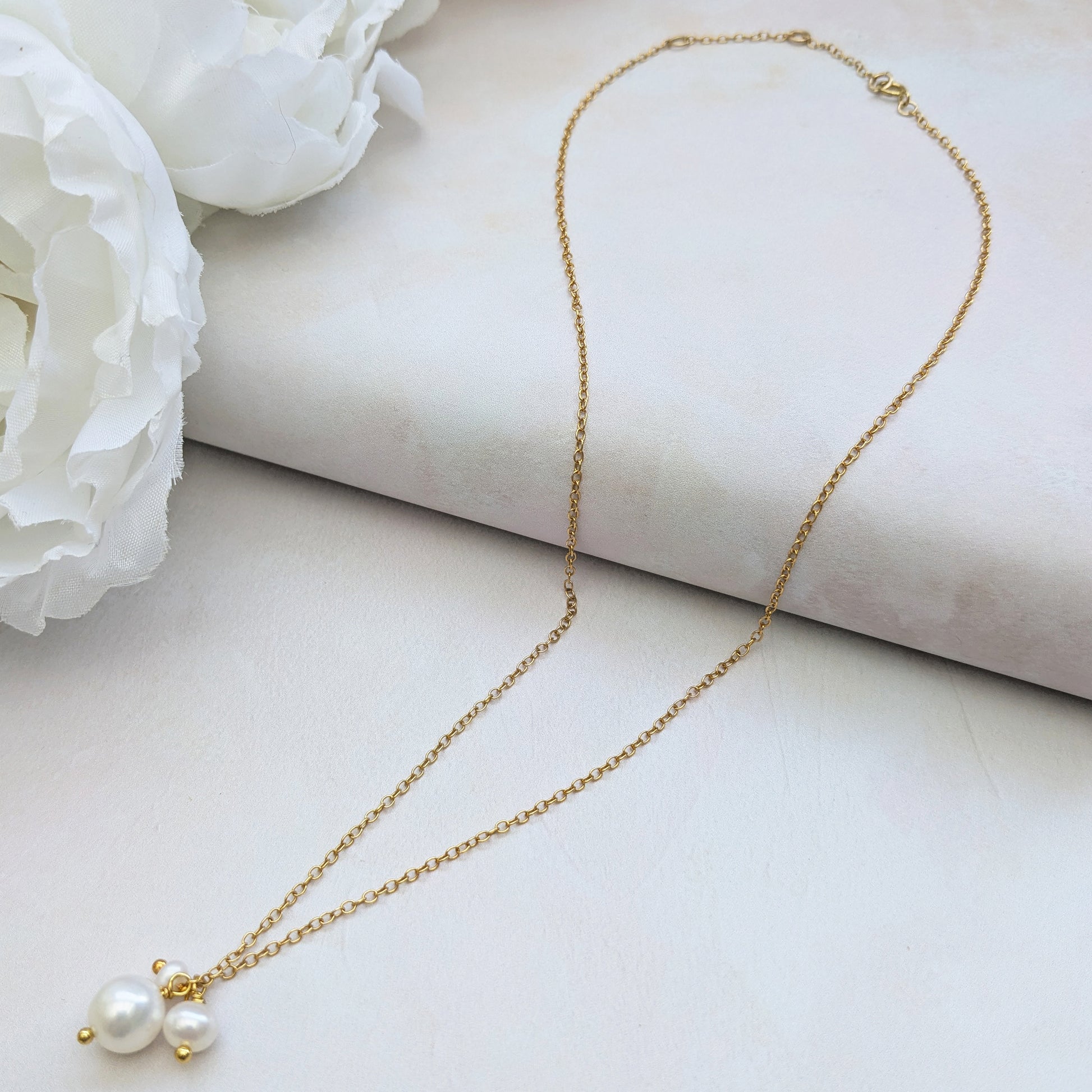 Pearl cluster pendant necklace for brides & bridesmaids designed & handmade by Susie Warner.