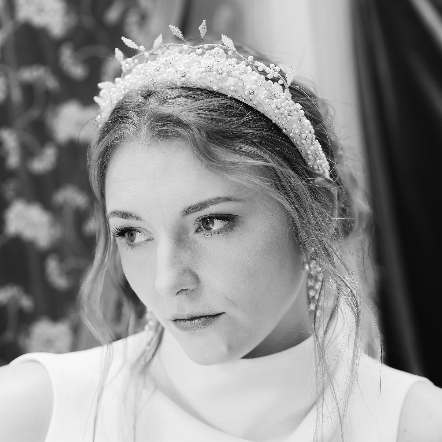 Statement modern pearl bridal hair accessories for weddings designed & handmade by Susie Warner.