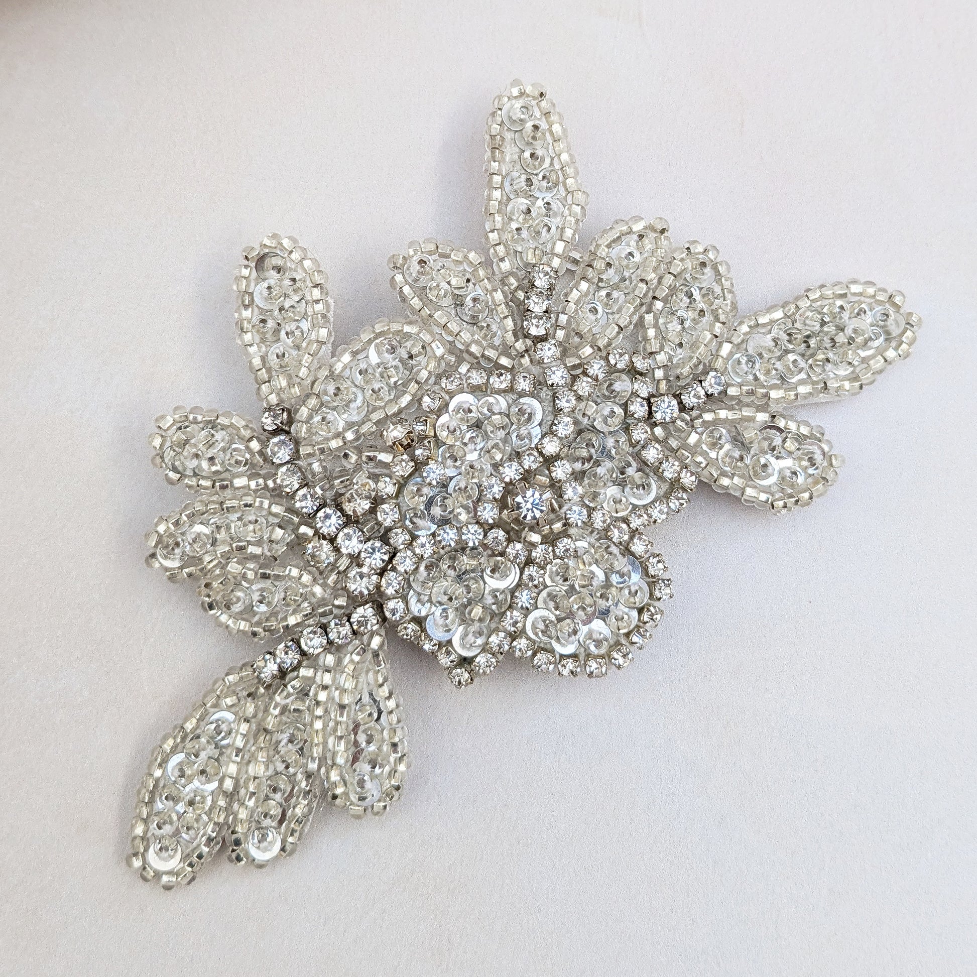 Nature inspired crystal beaded floral hair clip for brides designed & handmade by Susie Warner