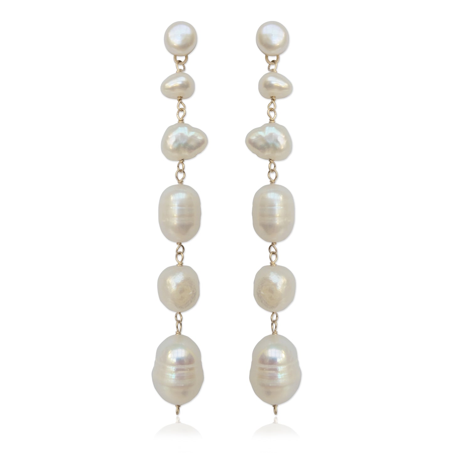 Statement baroque pearl stud drop earrings for brides designed & handmade by Susie Warner.