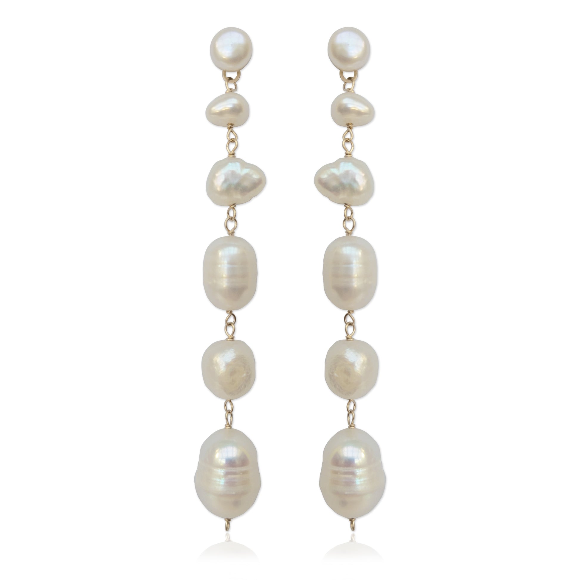 Statement baroque pearl stud drop earrings for brides designed & handmade by Susie Warner.