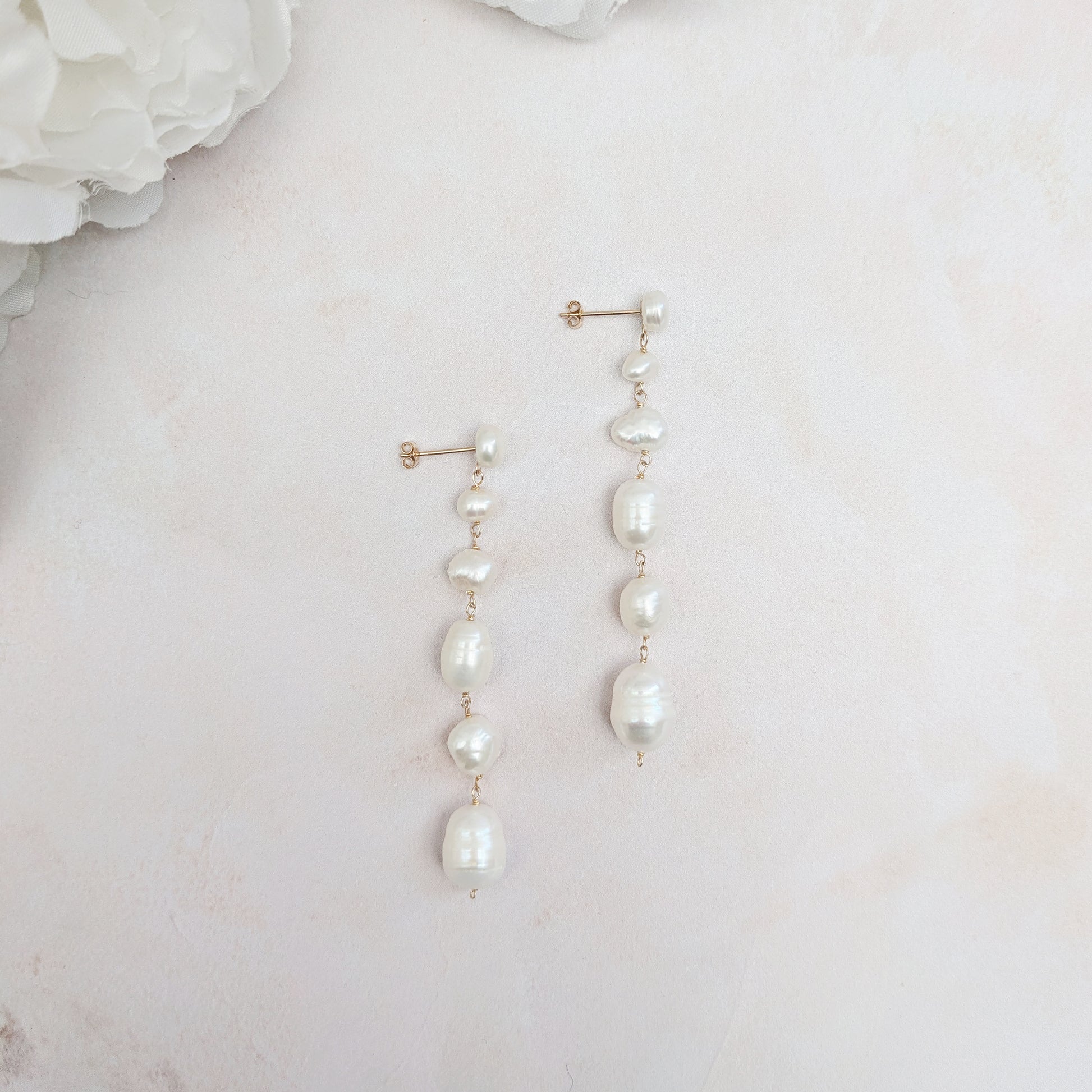 Statement baroque pearl earrings for brides designed & handmade by Susie Warner.