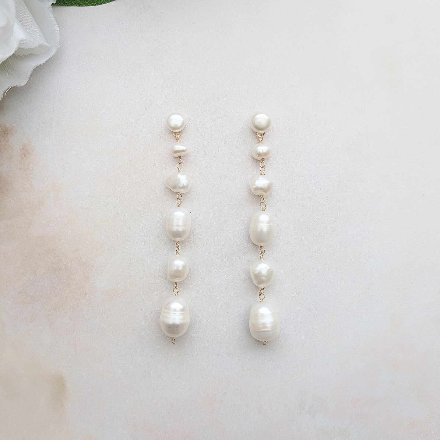 Statement baroque pearl drop earrings for brides designed & handmade by Susie Warner.