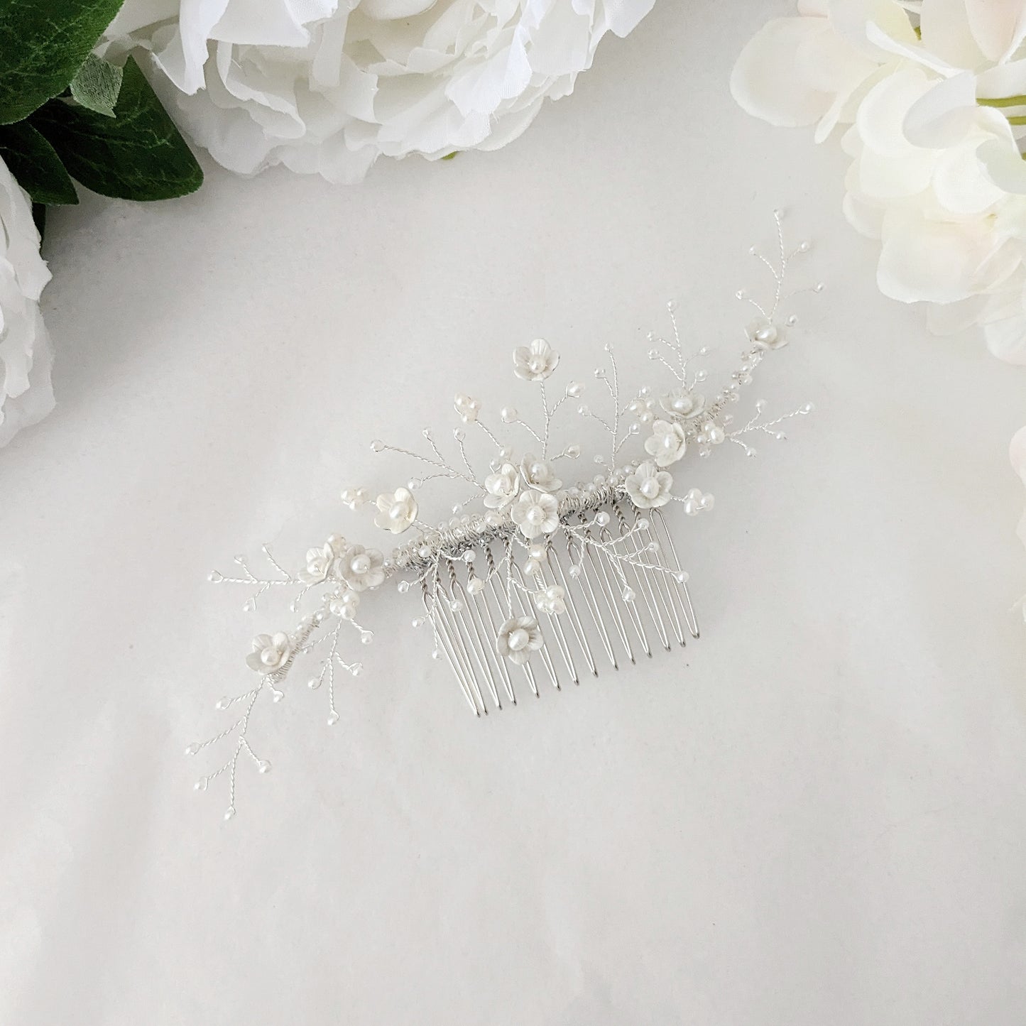 Ophelia White Flower Blossom Bridal Headpiece