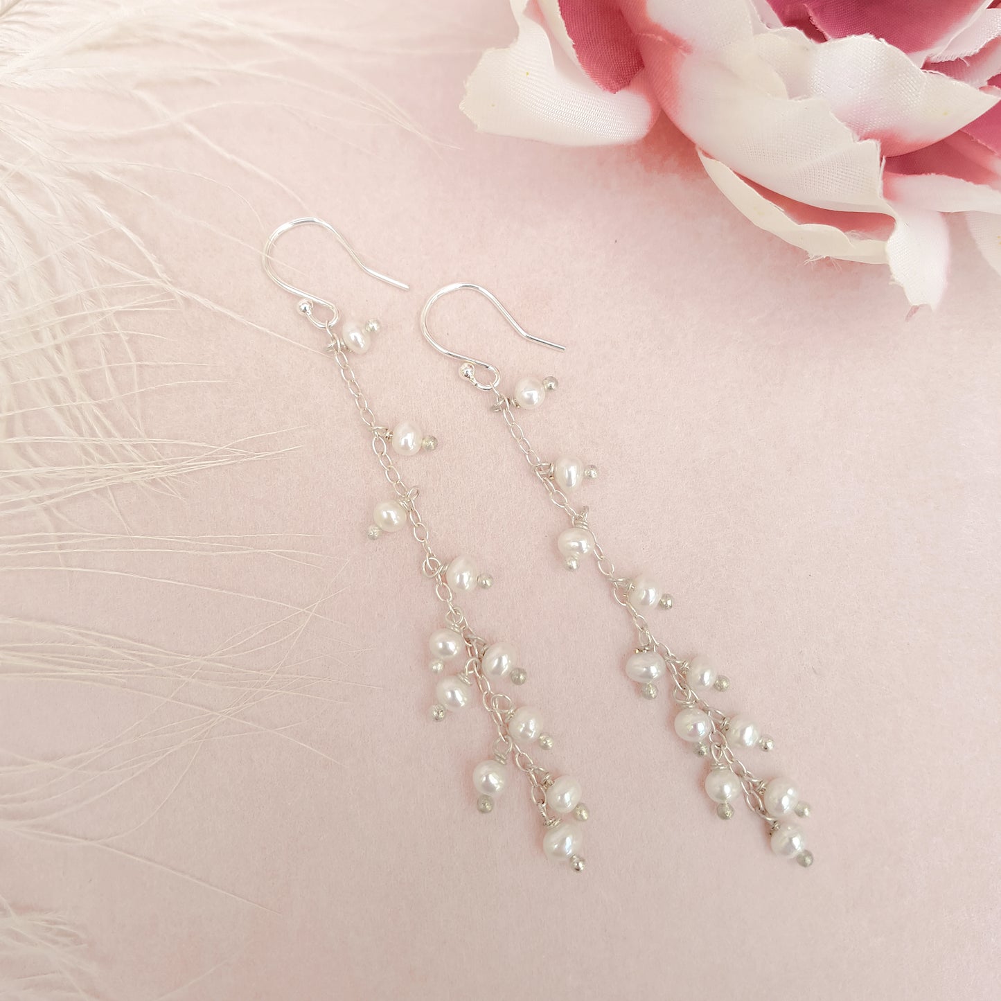 Beloved Pearl Waterfall Drop Bridal Earrings