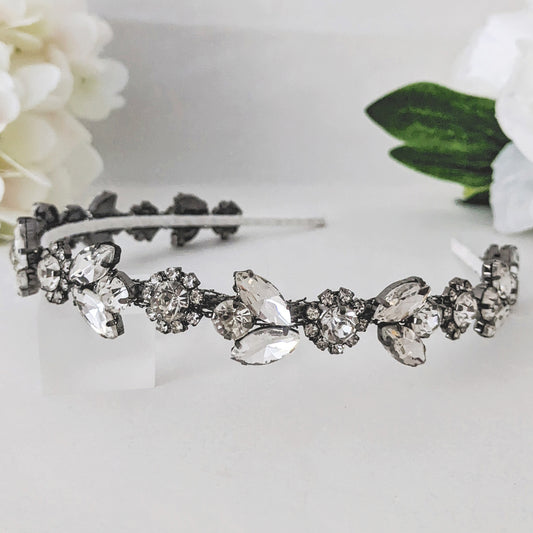 Modern Crystal headband for brides designed & handmade by Susie Warner