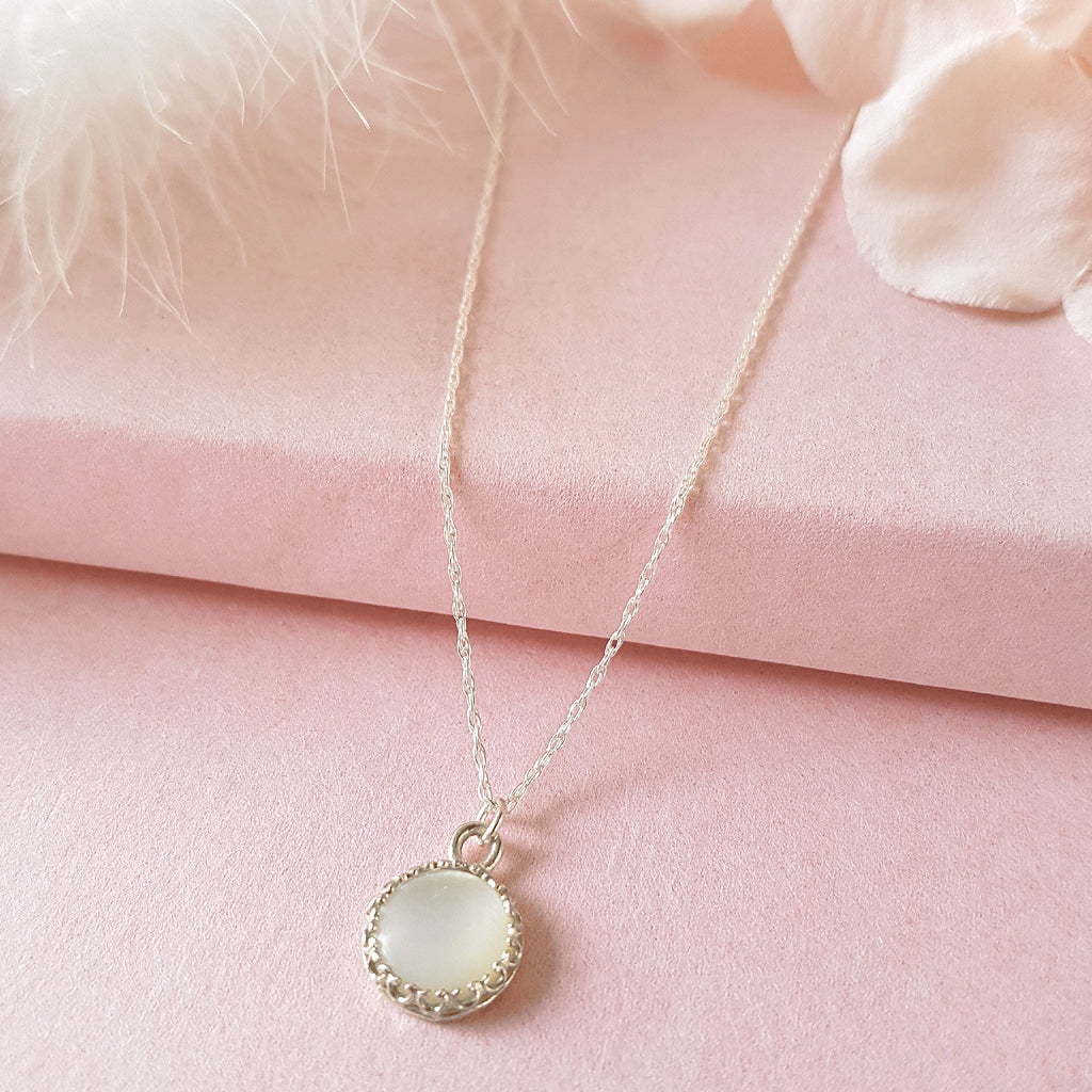 Candy Sterling Silver Mother of Pearl Necklace - Perfect Bridesmaids Gift