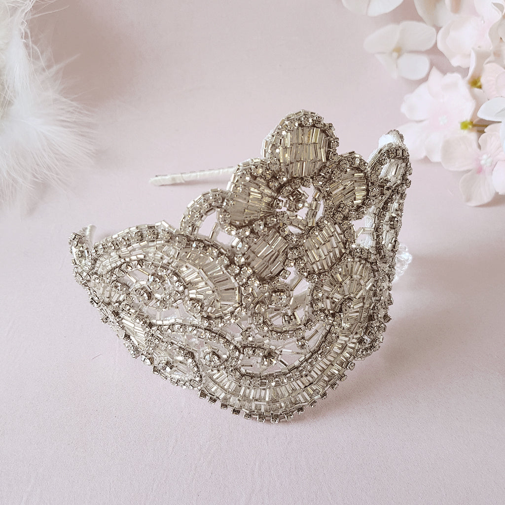 Claudette Beaded Crystal Art Deco Bridal Headdress