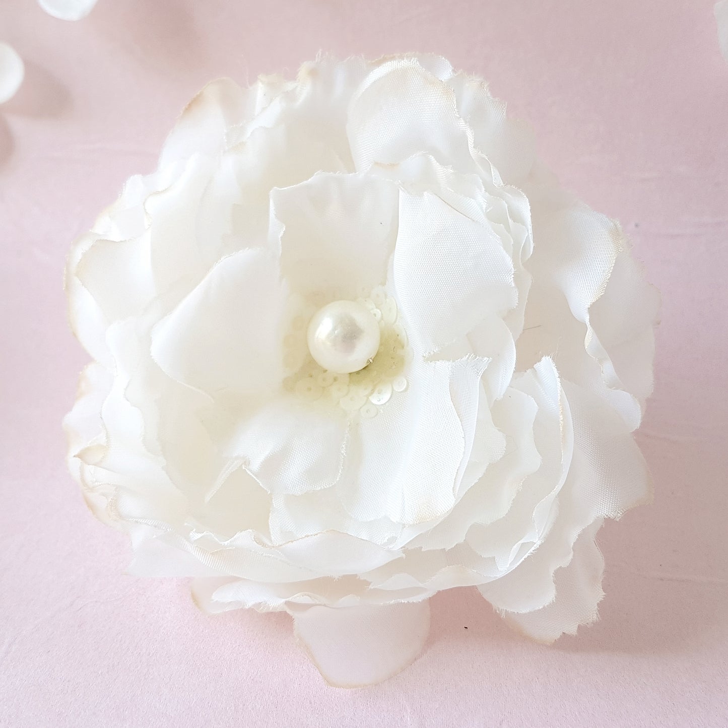 Divine White Silk Flower Hair Clip