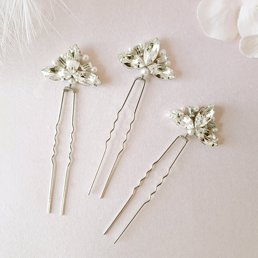 Dolores Crystal Fan Hair Pins