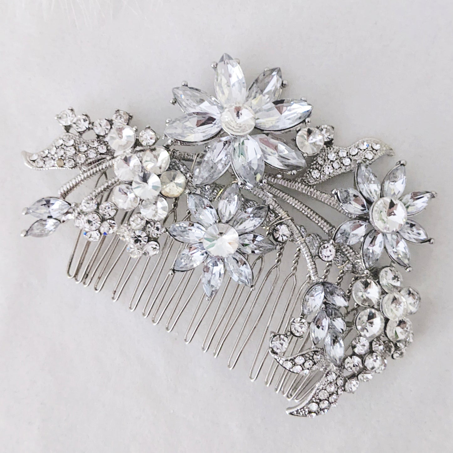 Fleur Crystal Flower Bridal Hair Comb
