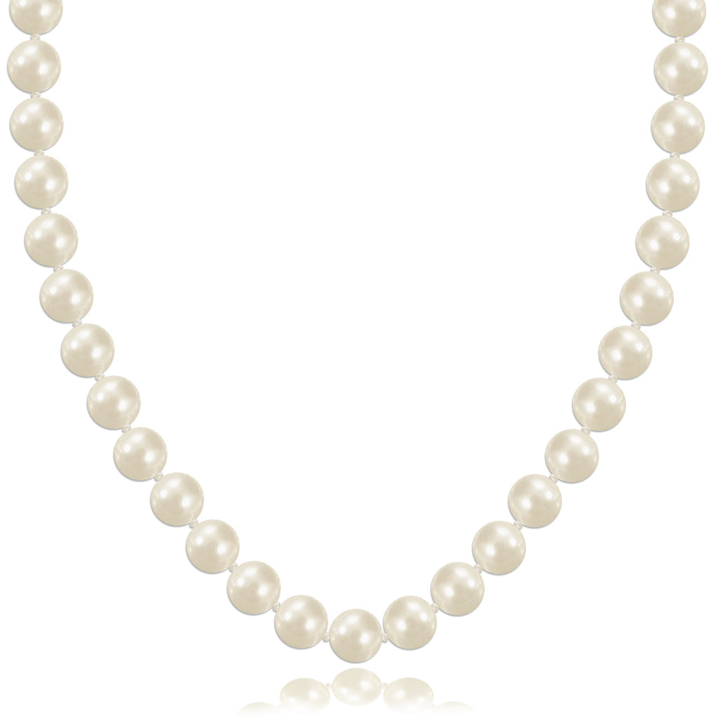 Statement pearl necklace with silver & cz decorative clasp for weddings designed & handmade by Susie Warner.
