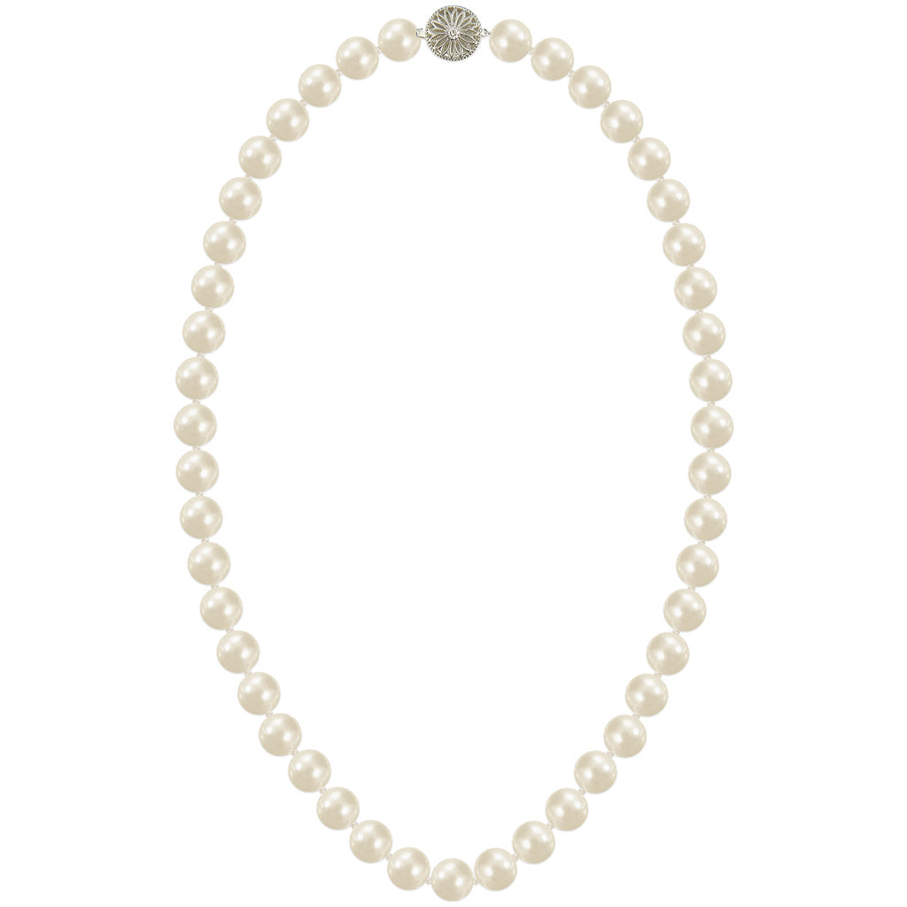 Statement pearl necklace with silver & cz decorative clasp designed & handmade by Susie Warner.