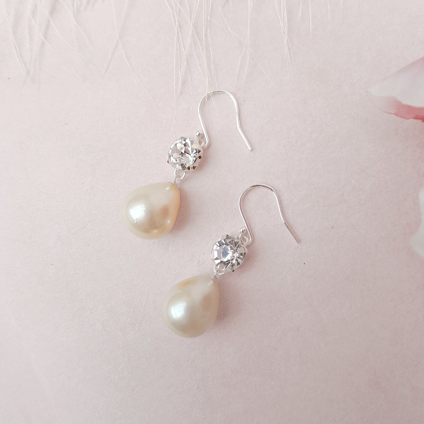 Ingenue Crystal & Pearl Teardrop Bridal Earrings